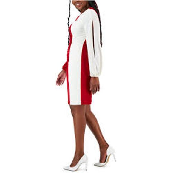 Kasper Quin Colorblock Split Sleeve Dress NWT - Picture 2 of 5